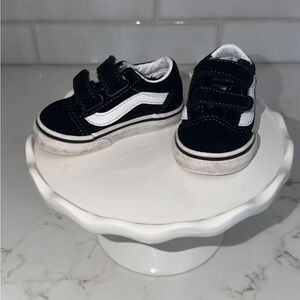 Vans Kids Black and White Velcro Sneakers